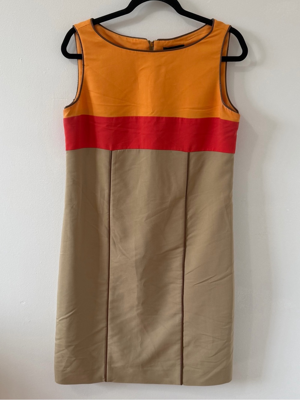 Tahari by Arthur S. Levine Colorblock Sleeveless Dress in Orange,RedTan Size 6